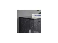 Meuble TV 2 Portes 2 Niches Marbre Noir Brillant - CALABRE -Deco.fr Soldes Boutique meuble tv 11127117