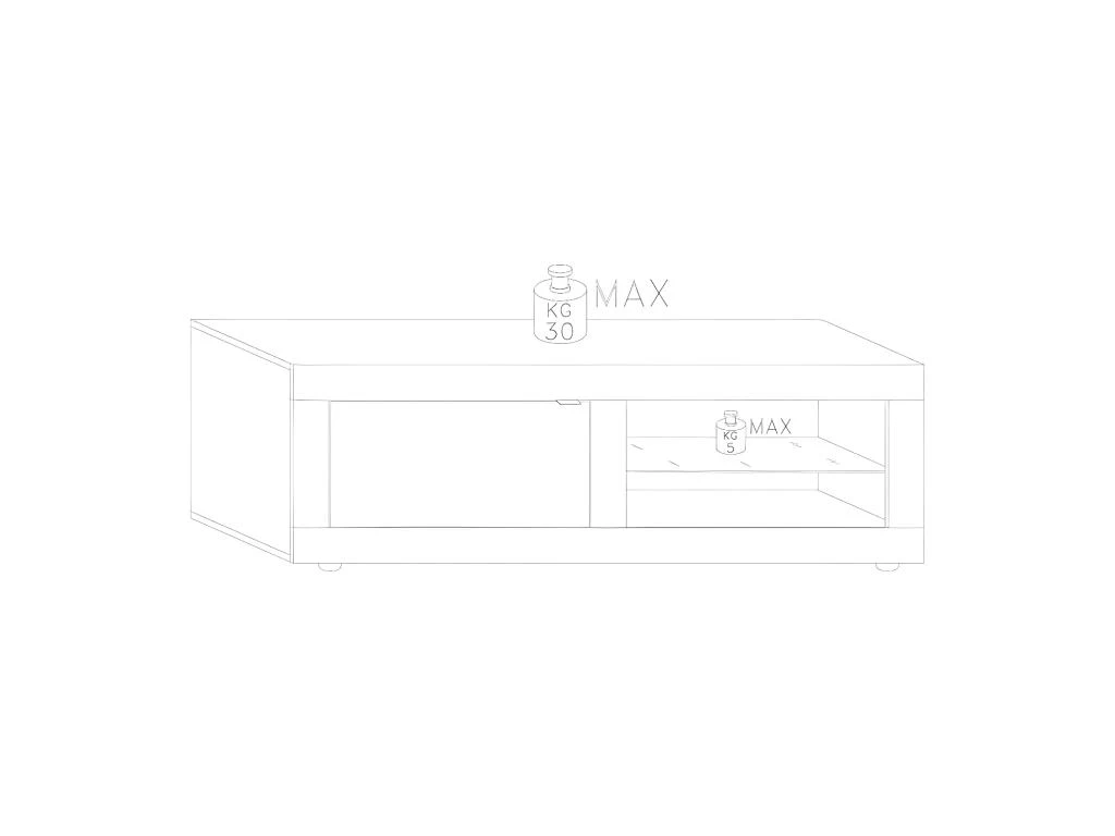 Meuble TV 1 Porte 2 Niches Blanc/Béton Ciré Clair à LEDs - MATERA 4 Meuble TV 1 Porte 2 Niches Blanc/Béton Ciré Clair à LEDs - MATERA – Image 4