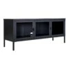 HENDRA - Meuble TV 3 Portes Verre Et Acier Noir -Deco.fr Soldes Boutique meuble tv 11154777