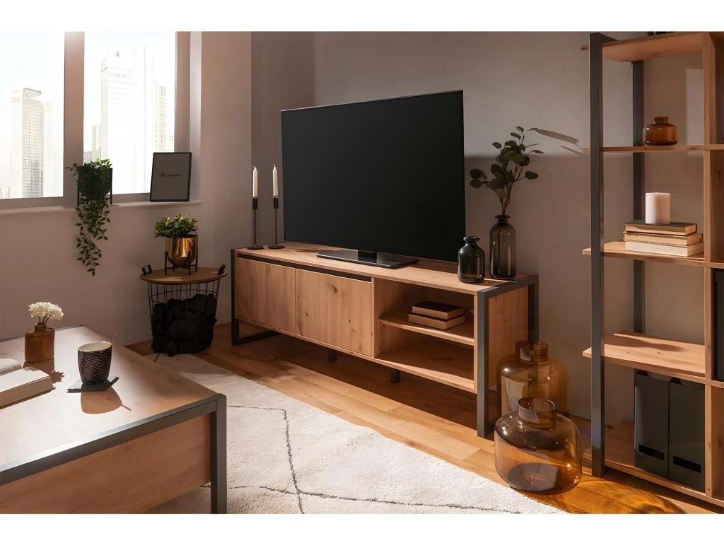 Meuble TV 2 Portes Et 2 Niches L160 Cm - Denver 4 Meuble TV 2 Portes Et 2 Niches L160 Cm - Denver – Image 4