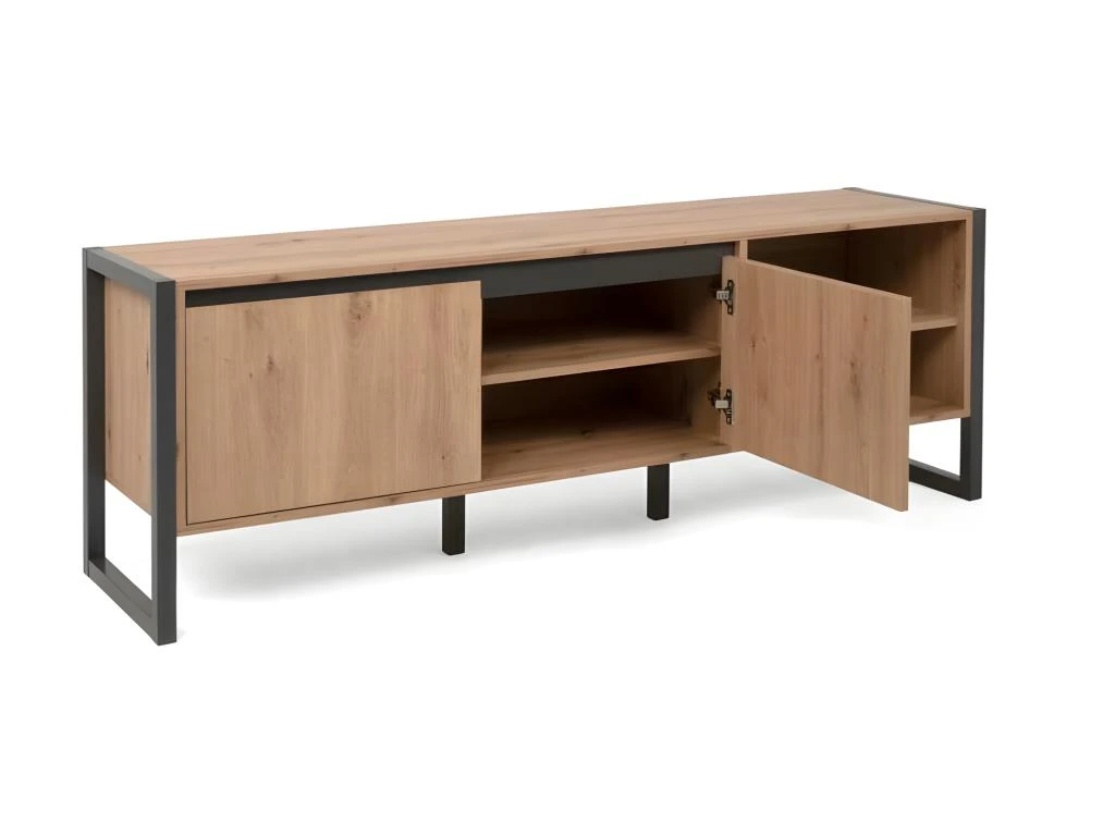 Meuble TV 2 Portes Et 2 Niches L160 Cm - Denver 5 Meuble TV 2 Portes Et 2 Niches L160 Cm - Denver – Image 5