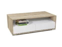 Table Basse 2 Tiroirs 41X103X51Cm Cambrian-Blanc - Venprodin