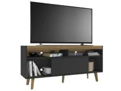 Meuble Tv 63X136X36Cm Chêne-Noir - Venprodin