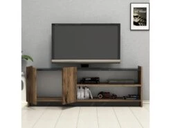 Meuble Tv Niger Design 100 % Panneau De Particules Plaqué Mélaminé En Couleur Foncé Nogal Noir, 141x50x29,5cm -Deco.fr Soldes Boutique meuble tv 12357537