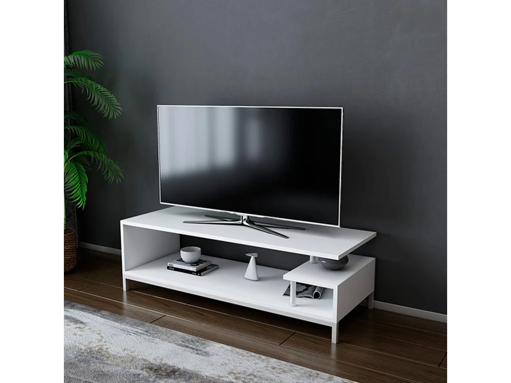 Meuble Tv Sena Design 100 % Panneau De Particules Plaqué Mélaminé En Couleur Blanc 120x37,6x44,6cm 4 Meuble Tv Sena Design 100 % Panneau De Particules Plaqué Mélaminé En Couleur Blanc 120x37,6x44,6cm – Image 4
