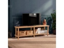 Meuble Tv Tajo Design 100 % Panneau De Particules Plaqué Mélaminé En Couleur Atlantic Pino 140x43,7x35cm -Deco.fr Soldes Boutique meuble tv 12357627
