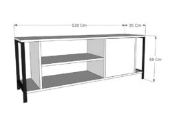 Meuble Tv Mississipi Design 100 % Panneau De Particules Plaqué Mélaminé En Couleur Beyaz Noir, 120x54x30cm -Deco.fr Soldes Boutique meuble tv 12357975