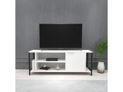 Meuble Tv Mississipi Design 100 % Panneau De Particules Plaqué Mélaminé En Couleur Beyaz Noir, 120x54x30cm -Deco.fr Soldes Boutique meuble tv 12357981