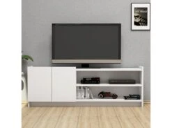 Meuble Tv Niger Design 100 % Panneau De Particules Plaqué Mélaminé En Couleur Blanc, 141x50x29,5cm 8 Meuble Tv Niger Design 100 % Panneau De Particules Plaqué Mélaminé En Couleur Blanc, 141x50x29,5cm -Deco.fr Soldes Boutique meuble tv 12358213