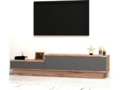 Meuble Tv Elba Design 100 % Panneau De Particules Plaqué Mélaminé En Couleur Atlantic Antracita1, 60x35x35cm -Deco.fr Soldes Boutique meuble tv 12358287