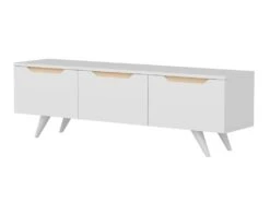 Meuble Tv Sena Design 100 % Panneau De Particules Plaqué Mélaminé En Couleur Blanc Roble 150x44x35cm