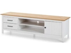 Meuble TV En Pin Massif Décor Ciré Chêne Et Blanc, Meuble De Rangement - Longueur 158 X Profondeur 40 X Hauteur 47 Cm 7 Meuble TV En Pin Massif Décor Ciré Chêne Et Blanc, Meuble De Rangement - Longueur 158 X Profondeur 40 X Hauteur 47 Cm -Deco.fr Soldes Boutique meuble tv 12436597