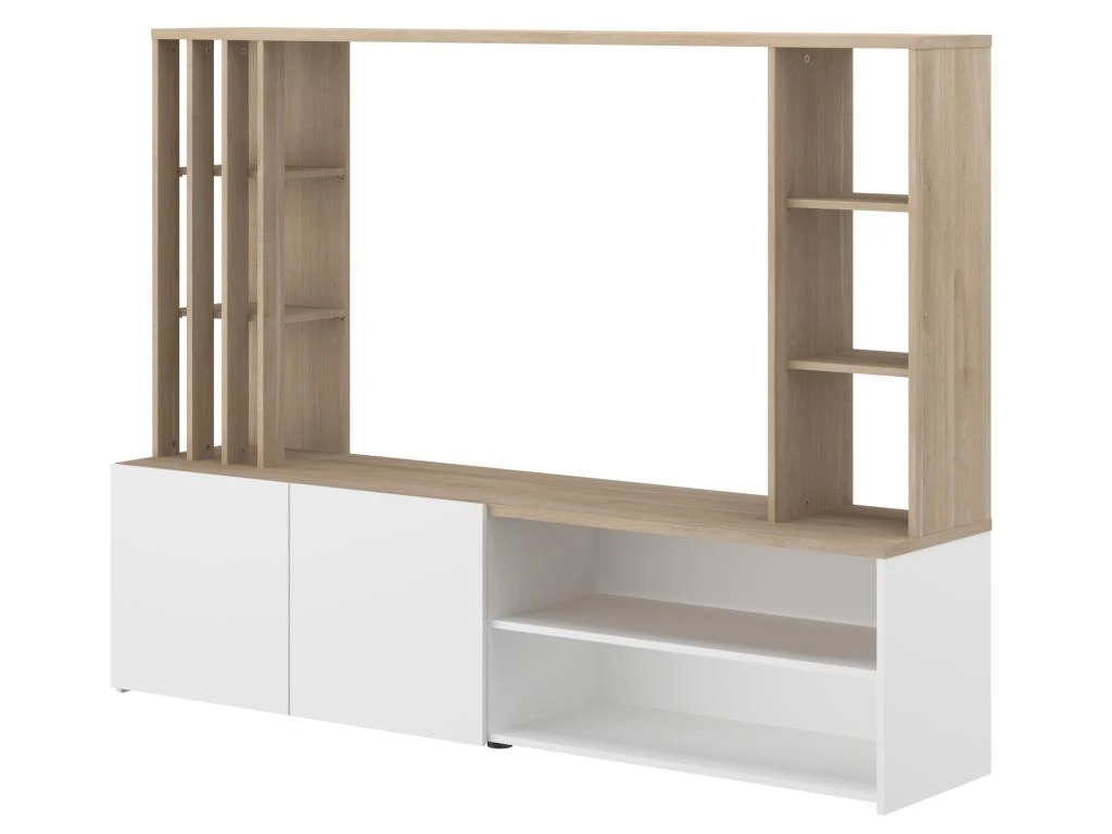 Mur TV Avec Rangements - Naturel Et Blanc - GORBELLA 6 Mur TV Avec Rangements - Naturel Et Blanc - GORBELLA – Image 6