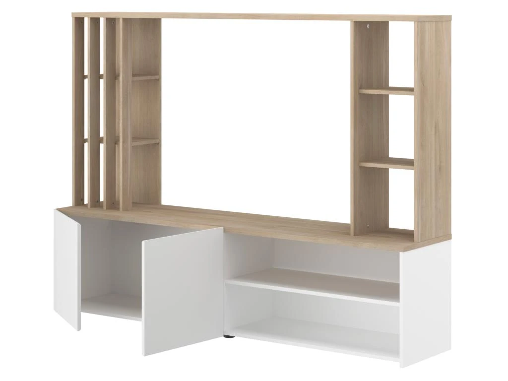 Mur TV Avec Rangements - Naturel Et Blanc - GORBELLA 8 Mur TV Avec Rangements - Naturel Et Blanc - GORBELLA – Image 8