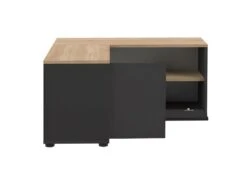 Meuble TV ANGLE 90 - Noir Et Chêne Naturel - TEMAHOME -Deco.fr Soldes Boutique meuble tv 12512083