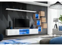 Ensemble Meubles De Salon SWITCH XXI Design, Coloris Blanc Et Chêne.