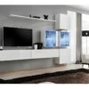 Ensemble Meuble Salon Mural SWITCH XIX Design, Coloris Blanc Brillant. 7 Ensemble Meuble Salon Mural SWITCH XIX Design, Coloris Blanc Brillant. -Deco.fr Soldes Boutique meuble tv 12533675