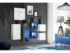 Ensemble Meubles De Salon SWITCH SBIV Design. Coloris Blanc Et Gris.