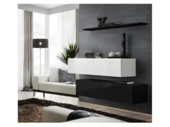 Ensemble Meubles De Salon SWITCH SBII Design, Coloris Noir Et Blanc Brillant.