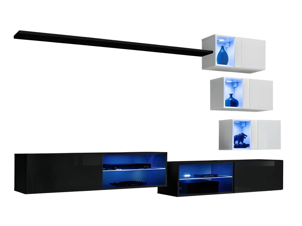 Ensemble Meubles De Salon SWITCH XXIV Design, Coloris Noir Et Blanc. 2 Ensemble Meubles De Salon SWITCH XXIV Design, Coloris Noir Et Blanc. – Image 2