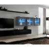 Ensemble Meuble Salon Mural SWITCH XVII Design, Coloris Noir Et Gris Brillant. 3 Ensemble Meuble Salon Mural SWITCH XVII Design, Coloris Noir Et Gris Brillant. -Deco.fr Soldes Boutique meuble tv 12534365