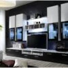 Composition De Meubles TV Design Collection LORA. Coloris Blanc Et Noir. -Deco.fr Soldes Boutique meuble tv 12534371