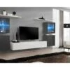 Ensemble Meuble Salon Mural SWITCH XIV Design, Coloris Blanc Et Gris Brillant. -Deco.fr Soldes Boutique meuble tv 12534411