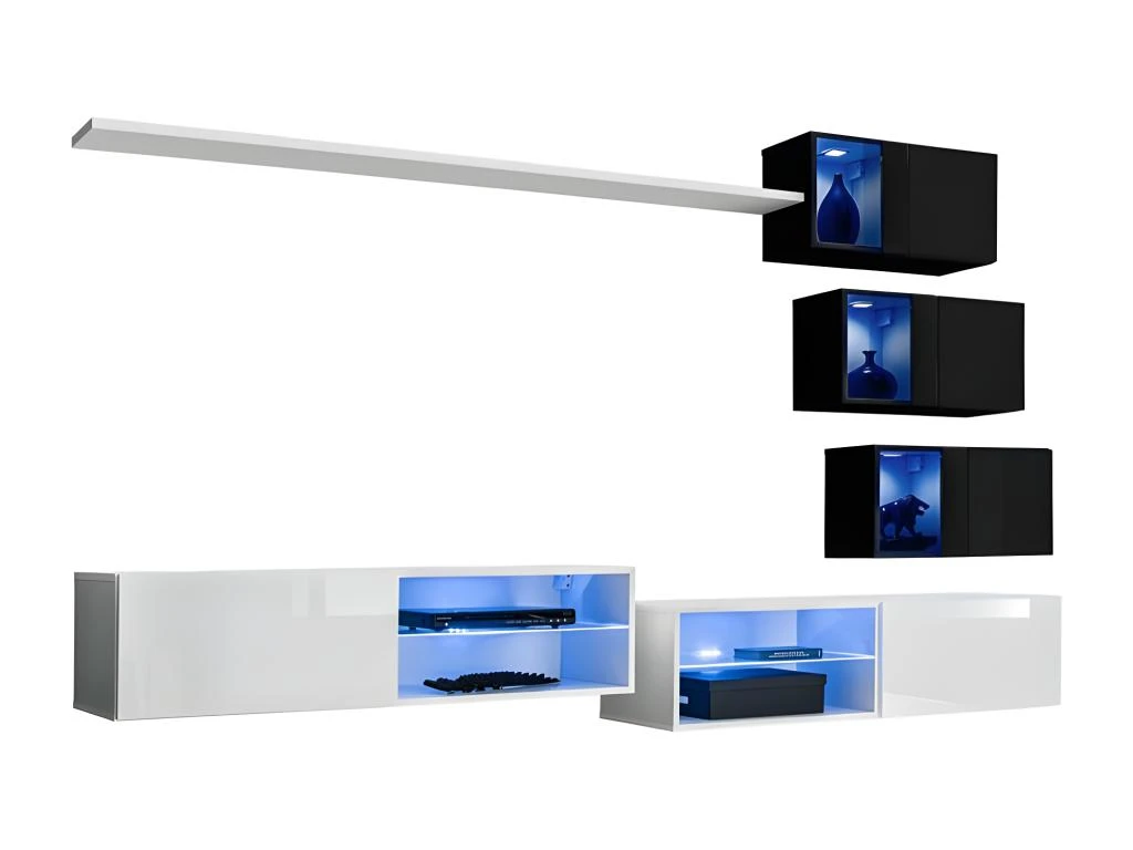 Ensemble Meubles De Salon SWITCH XXIV Design, Coloris Blanc Et Noir. 2 Ensemble Meubles De Salon SWITCH XXIV Design, Coloris Blanc Et Noir. – Image 2