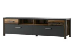 Ensemble 3 Meubles De Salon Collection WINDSOR. Coloris Gris Anthracite Et Chêne Foncé. -Deco.fr Soldes Boutique meuble tv 12534657