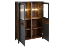 Ensemble 3 Meubles De Salon Collection WINDSOR. Coloris Gris Anthracite Et Chêne Foncé. -Deco.fr Soldes Boutique meuble tv 12534661