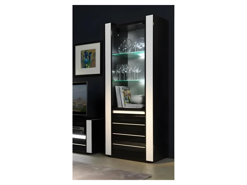 Ensemble Pour Votre Salon LINA. Meuble Tv Hifi + Vitrine Petit Modèle + LED. Meubles Design Haute Brillance 3 Ensemble Pour Votre Salon LINA. Meuble Tv Hifi + Vitrine Petit Modèle + LED. Meubles Design Haute Brillance – Image 3