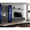 Ensemble Meuble Salon Mural SWITCH XVI Design, Coloris Gris Et Noir Brillant. -Deco.fr Soldes Boutique meuble tv 12534751