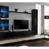 Ensemble Meuble Salon Mural SWITCH XVIII Design, Coloris Noir Brillant. -Deco.fr Soldes Boutique meuble tv 12534885