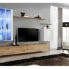 Ensemble Meuble Salon Mural SWITCH XII Design, Coloris Chêne Wotan Et Blanc Brillant. -Deco.fr Soldes Boutique meuble tv 12543035