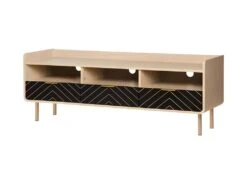 Meuble TV - Style Chic - Panneaux De Particules - Chene Et Motifs - L 140 X L 40 X H 50 Cm - Avec 3 Tiroirs Et 3 Etageres - LINE -Deco.fr Soldes Boutique meuble tv 12591023