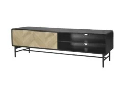 Meuble TV 2 Portes - Bois Et Metal Noir - L 180 X P 40 X H 52 - BROOKLYN -Deco.fr Soldes Boutique meuble tv 12591399
