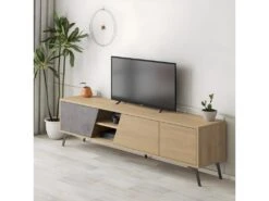 Meuble TV Fiona 180cm Chêne-Gris - Venprodin -Deco.fr Soldes Boutique meuble tv 12653229