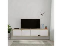Meuble TV Spark 180cm Chêne Blanc - Venprodin -Deco.fr Soldes Boutique meuble tv 12653267