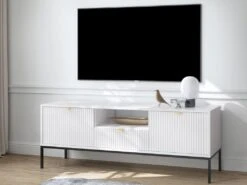Meuble TV Avec 2 Portes, 1 Tiroir Et 1 Niche - Blanc - LIOUBA De Pascal MORABITO -Deco.fr Soldes Boutique meuble tv 12654269