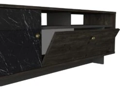 Meuble TV Avec 2 Portes Et 3 Niches - Effet Marbre Noir Et Naturel Foncé - ETALA 9 Meuble TV Avec 2 Portes Et 3 Niches - Effet Marbre Noir Et Naturel Foncé - ETALA -Deco.fr Soldes Boutique meuble tv 12668929