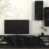 Ensemble TV Avec Rangements - Effet Marbre Noir Et Naturel Foncé - ZALTIA -Deco.fr Soldes Boutique meuble tv 12669007