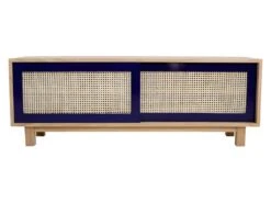 BIA - Meuble TV 140 Cm En Teck Et Portes Placards Cannage