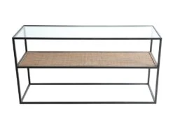 Meuble Tv En Fer Et Verre En Noir 120x40x60 Cm -Deco.fr Soldes Boutique meuble tv 12976623