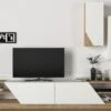 Ensemble TV Avec Rangements - Blanc Et Naturel - ZALTIA -Deco.fr Soldes Boutique meuble tv 13079763