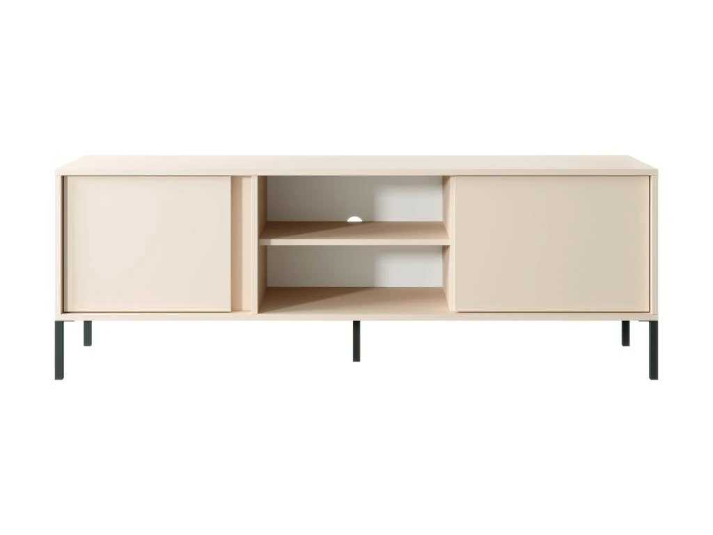 Meuble TV 2 Portes Et 2 Niches Avec LEDs - Beige - ELYNIA 3 Meuble TV 2 Portes Et 2 Niches Avec LEDs - Beige - ELYNIA – Image 3
