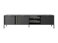 Meuble TV Avec 3 Portes Et 2 Niches - Anthracite Et Doré - PAVELI -Deco.fr Soldes Boutique meuble tv 13388155