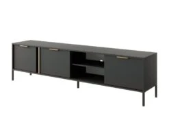 Meuble TV Avec 3 Portes Et 2 Niches - Anthracite Et Doré - PAVELI -Deco.fr Soldes Boutique meuble tv 13388163