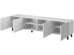 Meuble TV "Parfos" - 201 X 53 X 40 Cm - Blanc/Noir -Deco.fr Soldes Boutique meuble tv 13612683