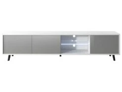 Meuble Tv / Banc Tv - Blanc Mat / Gris Brillant, 175 Cm, éclairage LED - GALHAD 7 Meuble Tv / Banc Tv - Blanc Mat / Gris Brillant, 175 Cm, éclairage LED - GALHAD -Deco.fr Soldes Boutique meuble tv 13838053