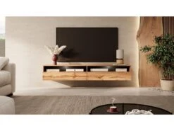 Meuble TV - 180 Cm - Chêne Wotan - Avec LED - REDNAW -Deco.fr Soldes Boutique meuble tv 14034091